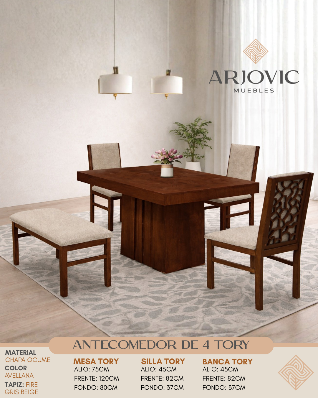 Antecomedor de 4 Tory